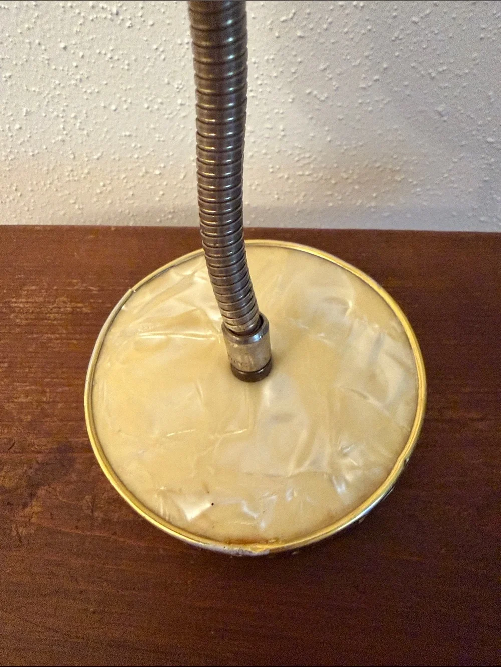 Vintage-Style Brass Finish Gooseneck Double Vanity Mirror with Cream Base